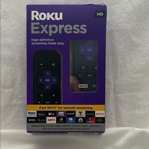 Roku Express HD Streaming Device in Purple Box